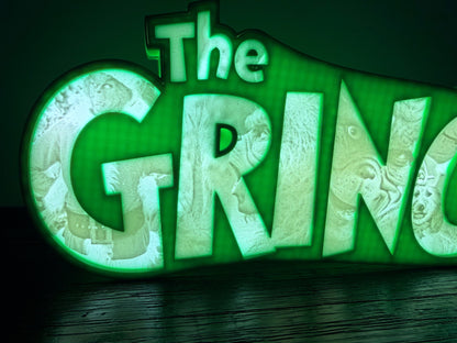 “The Grinch” - LED Light up sign/Decoration - with very detailed grinch imagery in the letters!