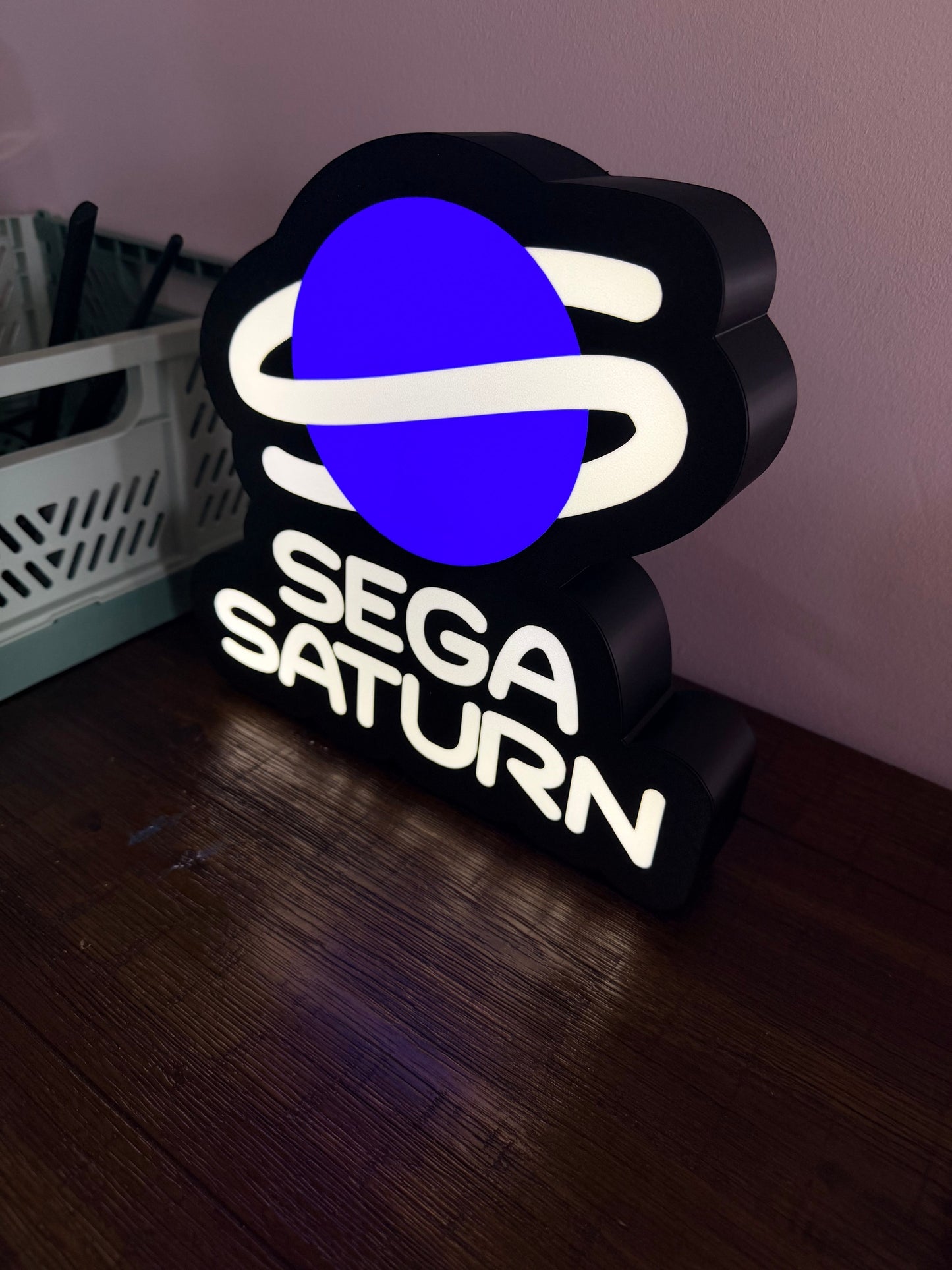 Sega Saturn Logo - LED Light Up Sign - USB Powered