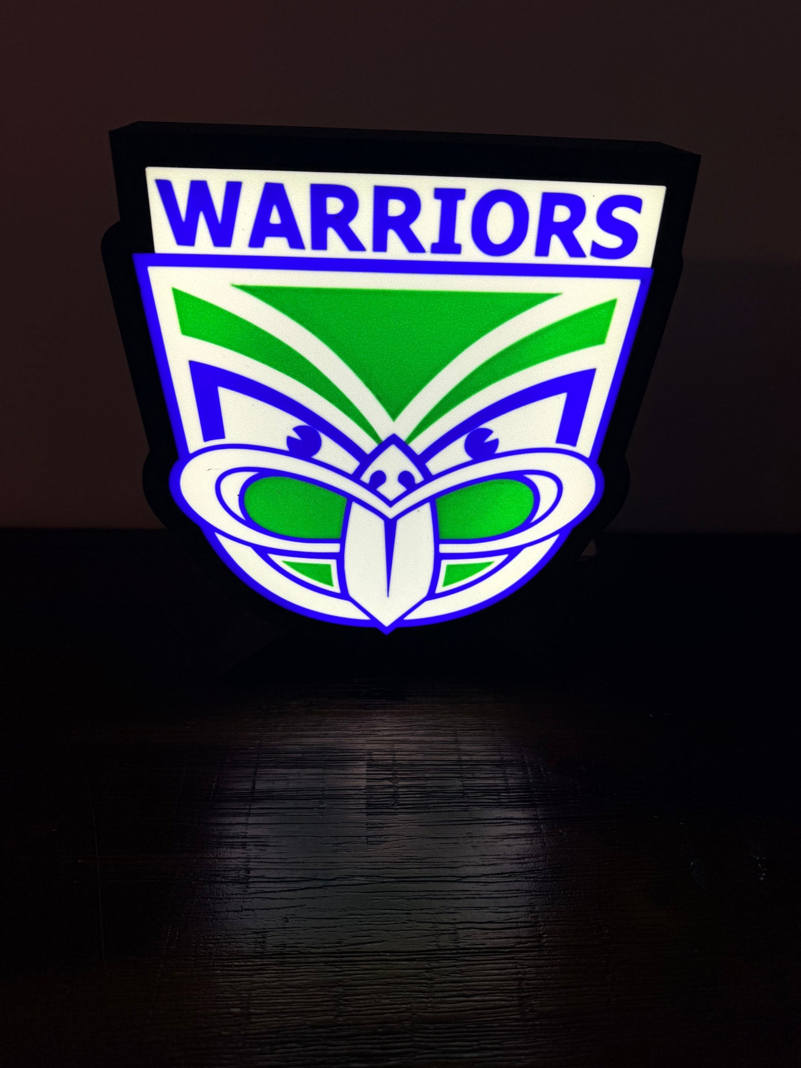 NRL Warriors - Green & White - LED Light up sign - USB Powered
