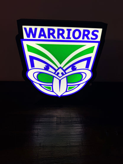 NRL Warriors - Green & White - LED Light up sign - USB Powered
