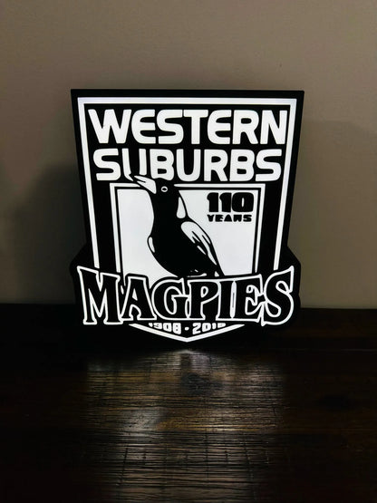 Western Suburbs Magpies - 100 Years - Team Logo - Light Box / Night Light