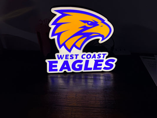 West Coast Eagles AFL LED Light Up Sign - USB Powered - Team Logo LED Sign