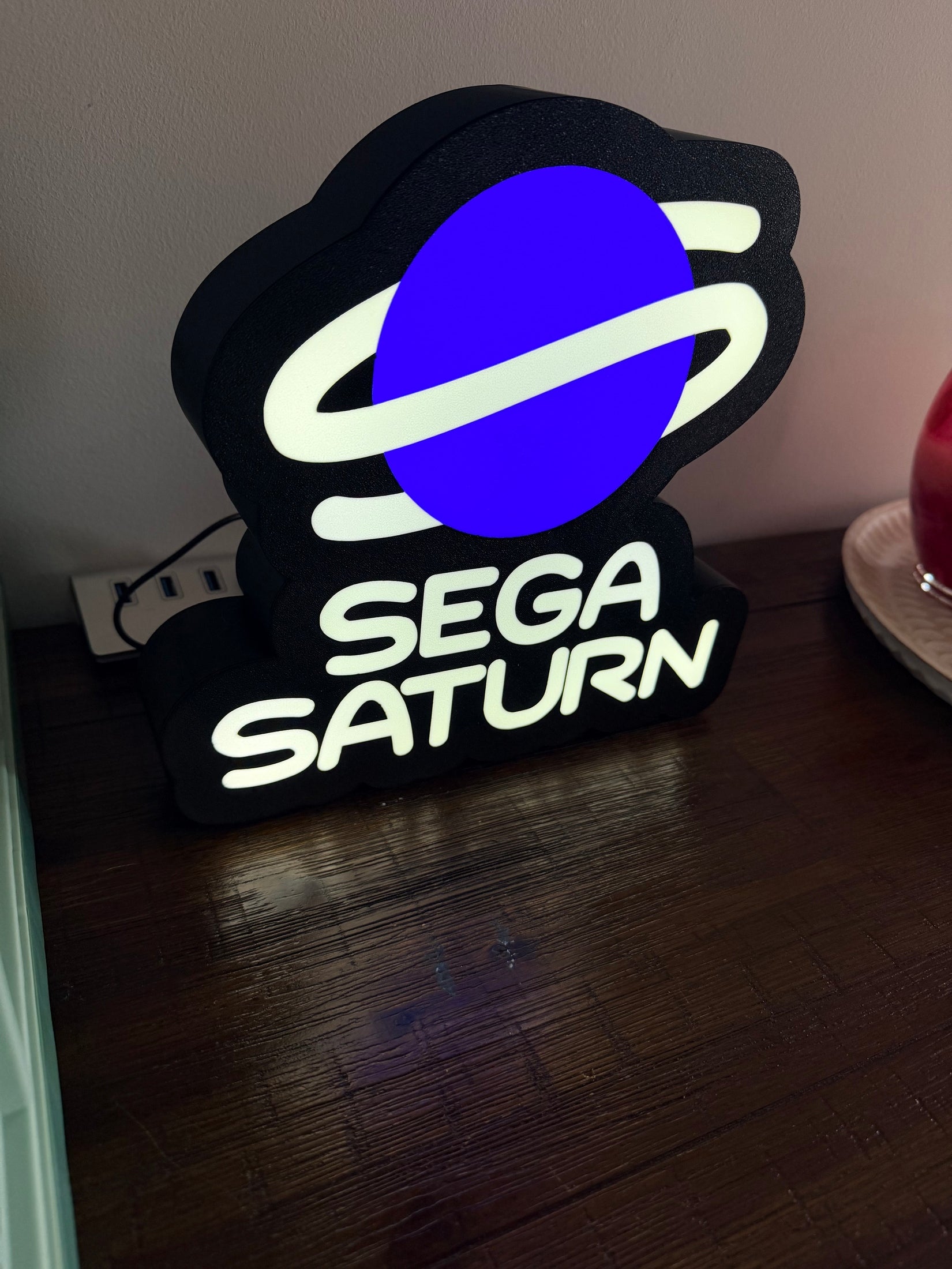 Sega Saturn Logo - LED Light Up Sign - USB Powered