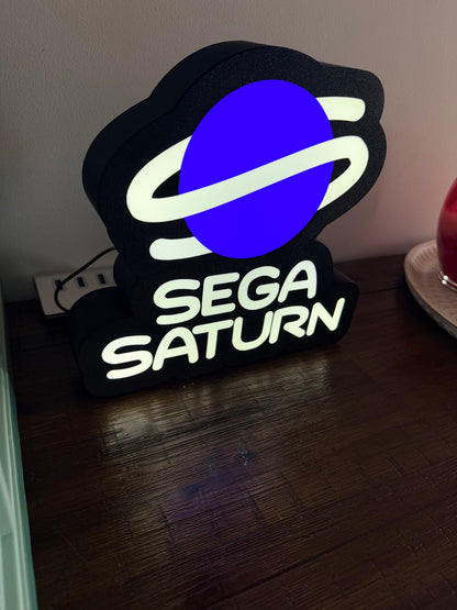 Sega Saturn Logo - LED Light Up Sign - USB Powered