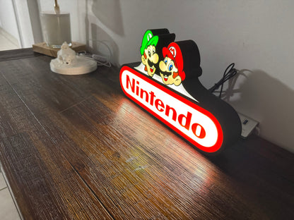 Mario & Luigi Nintendo Logo LED Display - The Ultimate Gaming Duo! 🍄
