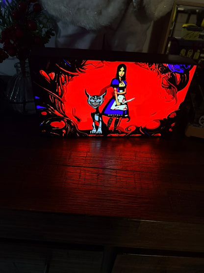 American McGee's Dark Alice & Cheshire Cat LED Light - Gothic Video Game Art - USB Powered