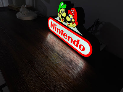 Mario & Luigi Nintendo Logo LED Display - The Ultimate Gaming Duo! 🍄