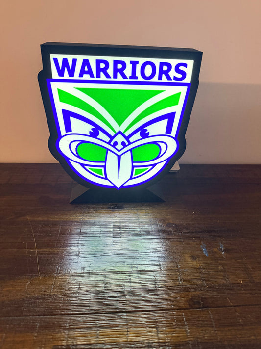 NRL Warriors - Green & White - LED Light up sign - USB Powered