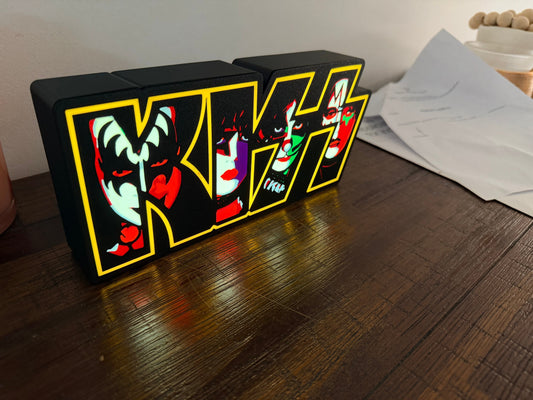 KISS Logo - LED Light Up Sign - USB Powered
