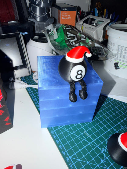 Christmas Fidget Toy - Festive 8-Ball Character with Santa Hat - Stress Relief Desk Companion