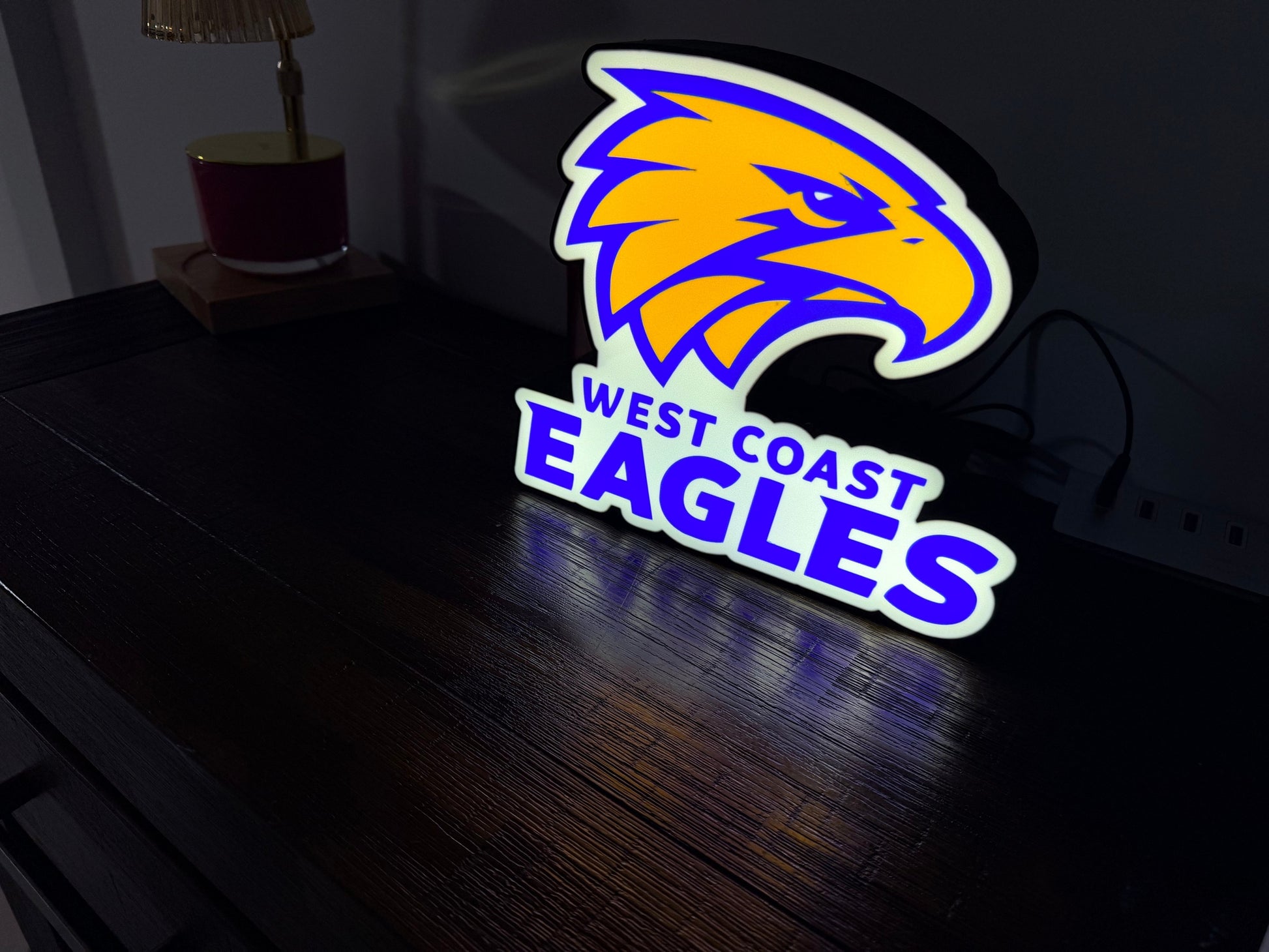 West Coast Eagles AFL LED Light Up Sign - USB Powered - Team Logo LED Sign