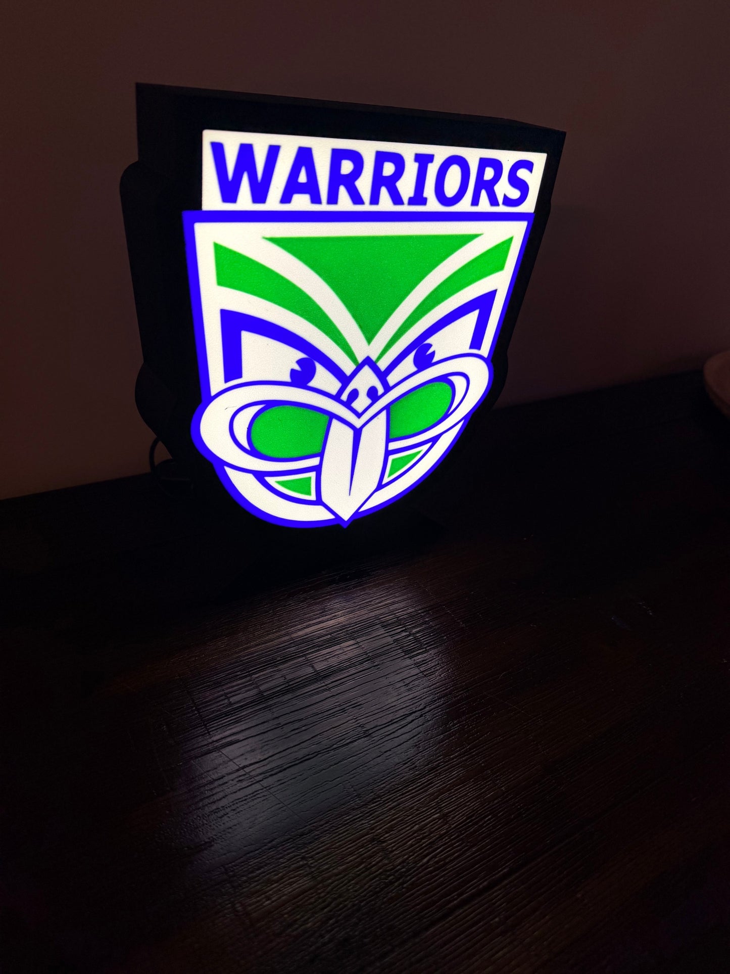 NRL Warriors - Green & White - LED Light up sign - USB Powered