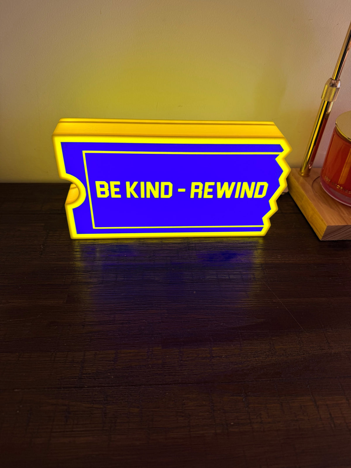 Blockbuster Illuminated LED Sign, USB-Powered LED night light, Blue and Yellow Wall Art