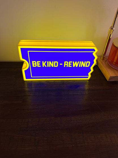 Blockbuster Illuminated LED Sign, USB-Powered LED night light, Blue and Yellow Wall Art