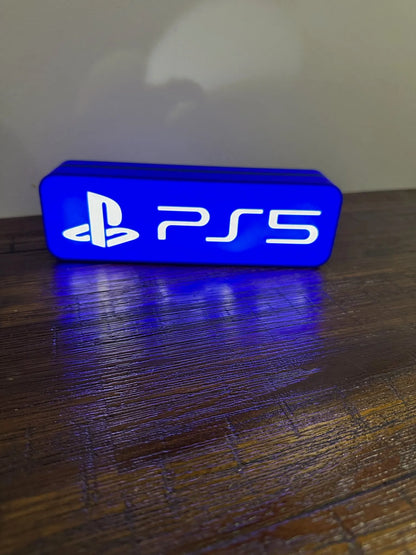Playstation PS5 - Blue & White Mini Light Up Sign / Night Light - USB Powered - Michael's 3D World