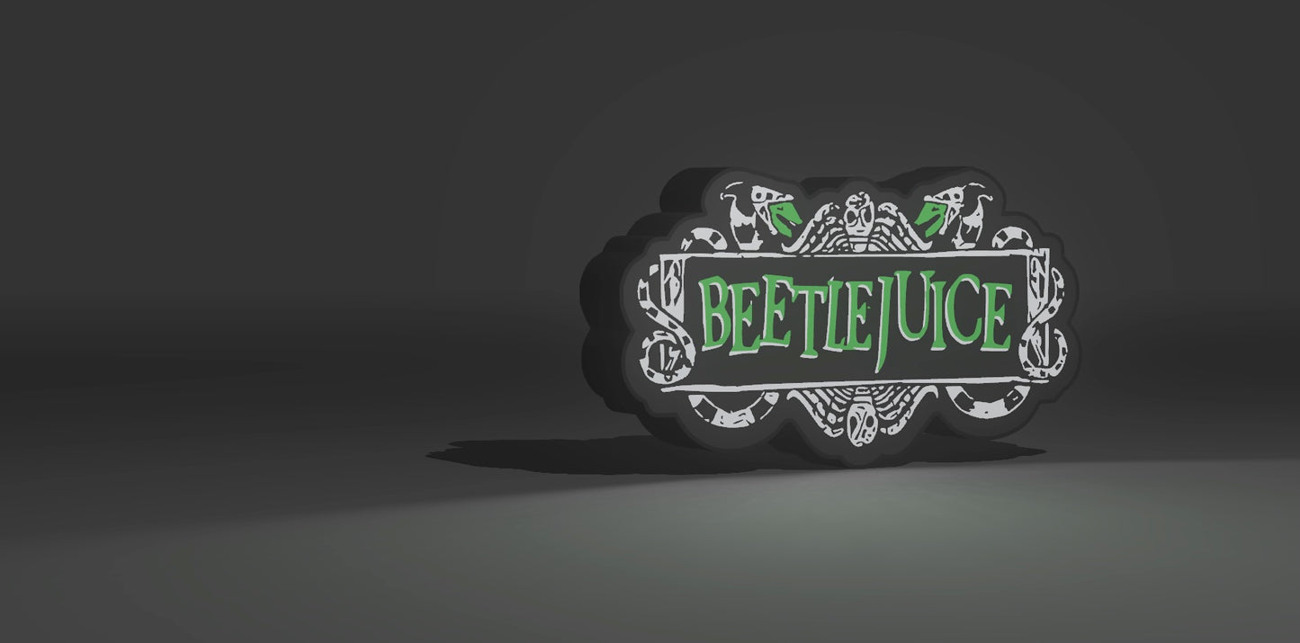 Beetlejuice LED Light-Up Sign – Gothic Movie Logo Wall Art for Horror Comedy & Tim Burton Fans