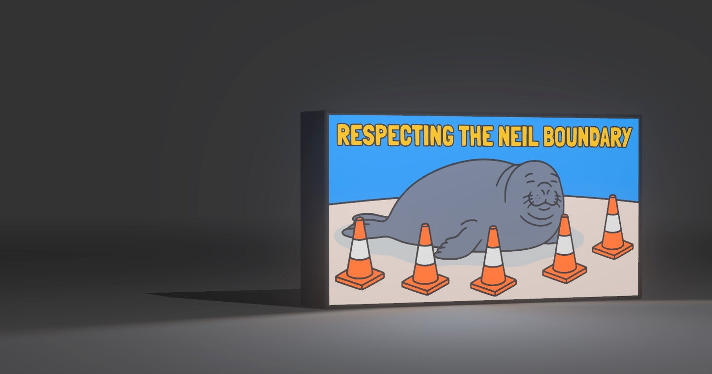 Neil the Seal – "Respecting the Neil Boundary" LED Light Up Sign / Night Light – USB Powered 🚧