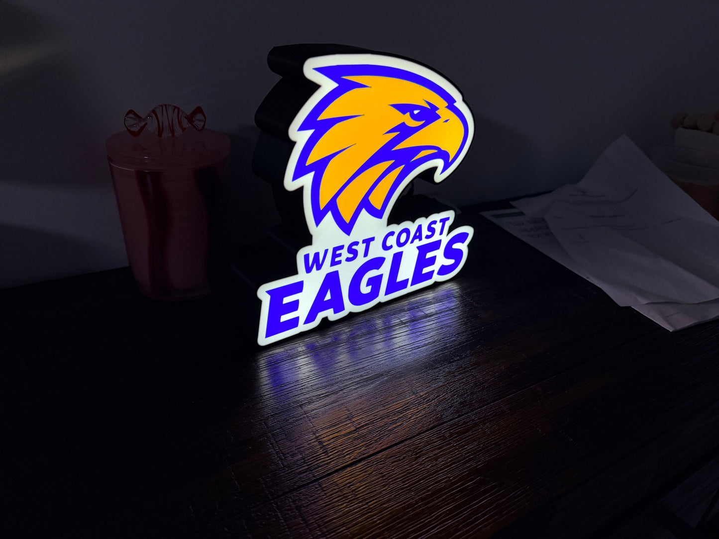 West Coast Eagles AFL LED Light Up Sign - USB Powered - Team Logo LED Sign