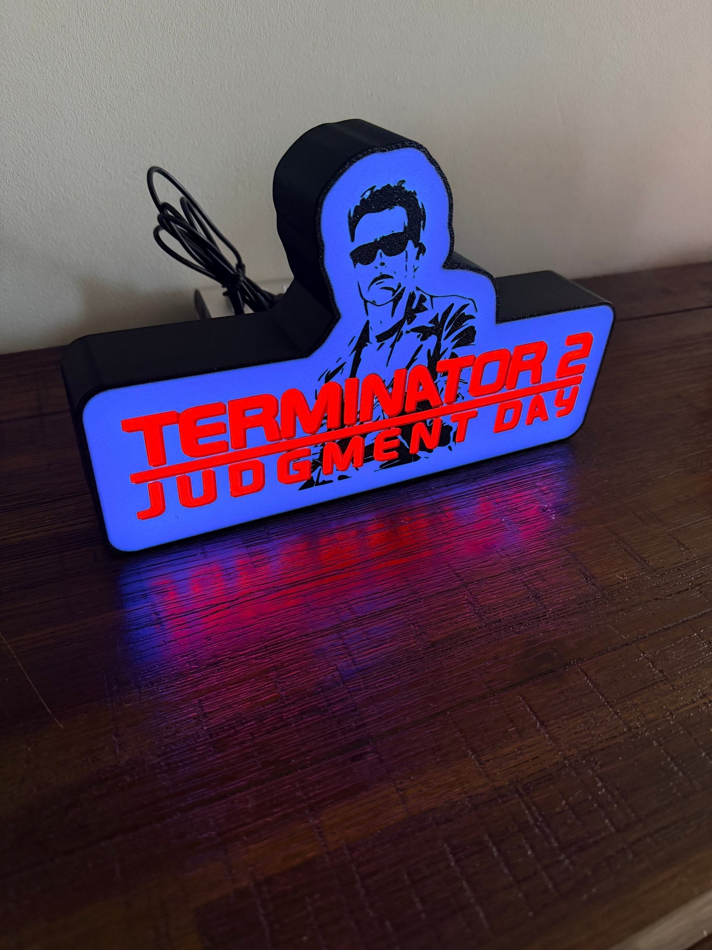 Terminator 2 - Movie Logo LED Light up artwork / Wall Art / Sign