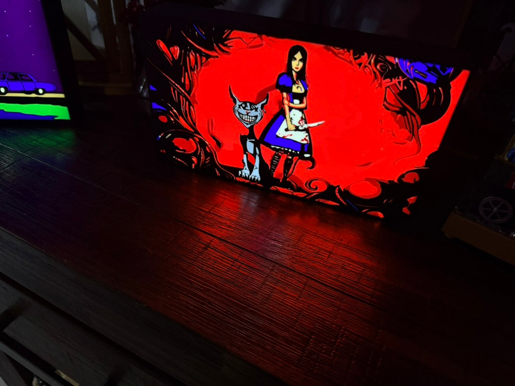 American McGee's Dark Alice & Cheshire Cat LED Light - Gothic Video Game Art - USB Powered