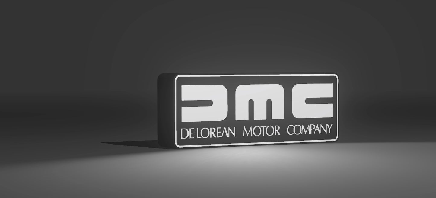 DMC DeLorean Motor Company LED Light-Up Sign – Back to the Future Retro Logo Wall Art