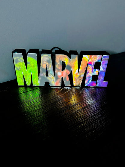 Marvel Light Up Full Colour Comic Art Logo - LED Lit, USB Powered Light Up Sign/Night Light/Wall Art - 25cm wide!