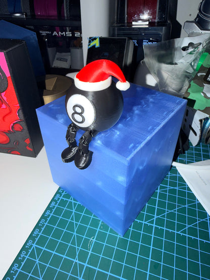 Christmas Fidget Toy - Festive 8-Ball Character with Santa Hat - Stress Relief Desk Companion