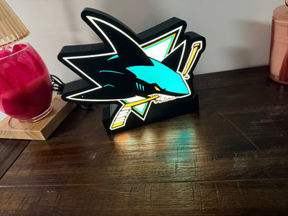 San Jose Sharks Logo - LED Light Up Sign - USB Powered