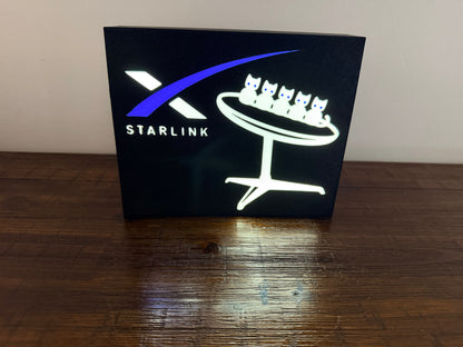 Starlink SpaceX Logo with cats - LED Light up decoration / Wall Art - USB Powered