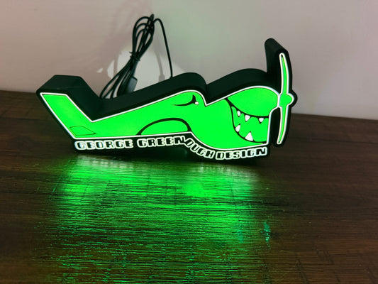 George Greenough Designs - Surfboard Designer Logo - LED Light up logo / Sign