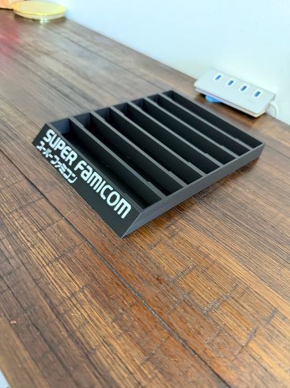 Super Nintendo / Super Famicom Game Holder - Coloured Text / Logo - Holds 7 Games - Bright!