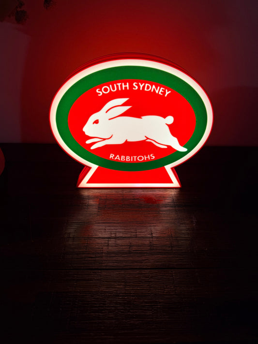 South Sydney Rabbitohs Team Logo - LED Light Up Sign / Night Light