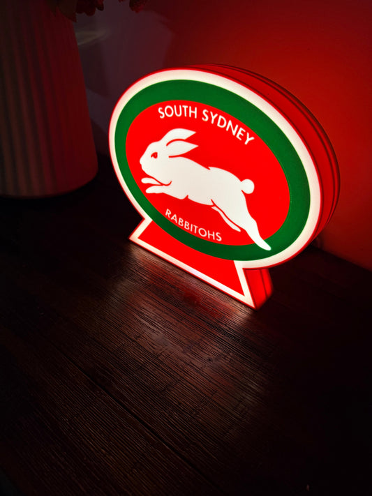 South Sydney Rabbitohs Team Logo - LED Light Up Sign / Night Light
