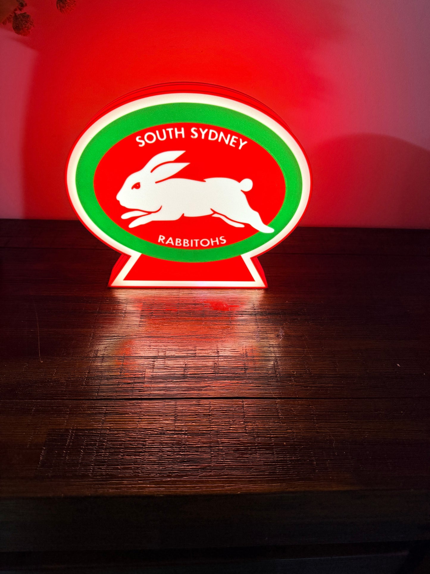 South Sydney Rabbitohs Team Logo - LED Light Up Sign / Night Light