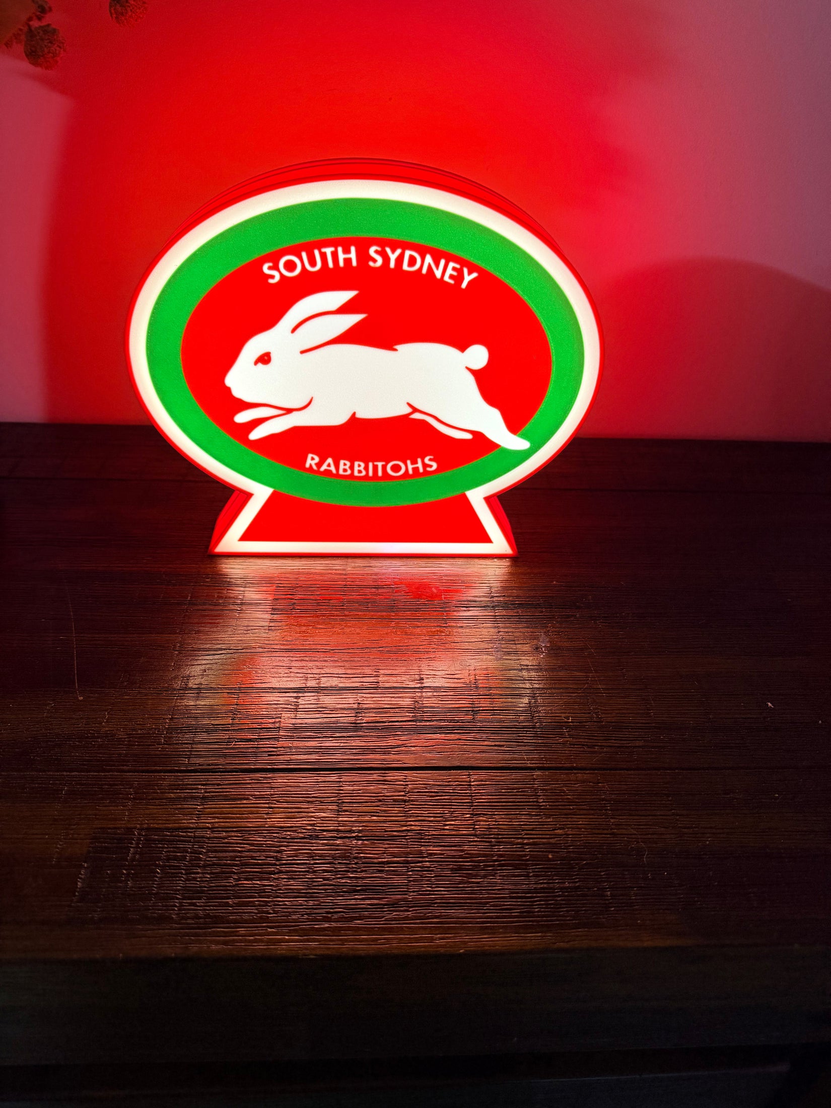 South Sydney Rabbitohs Team Logo - LED Light Up Sign / Night Light