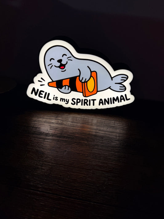 Neil the Seal – "Neil Is My Spirit Animal" LED Light Up Sign / Night Light – USB Powered 🦭