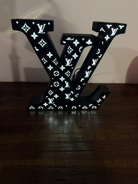 Interlocking Monogram LED Light-Up Sign — Luxury Fashion-Inspired Wall & Shelf Decor, Multiple Colours + RGB Option