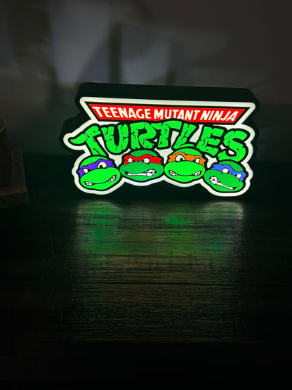 TMNT - Teenage Mutant Ninja Turtles - With Faces - LED Night Light / Light Up Sign / Wall Art