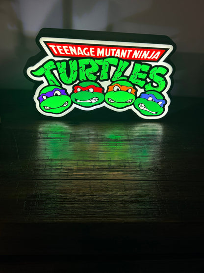 TMNT - Teenage Mutant Ninja Turtles - With Faces - LED Night Light / Light Up Sign / Wall Art