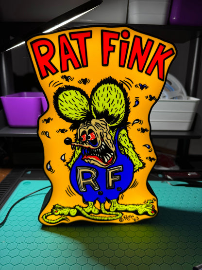 Rat Fink with Title - LED Light up artwork / Wall Art / Sign