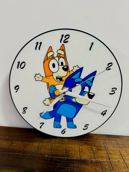 It's Always Bluey Time! Bluey & Bingo Character Clock - Silent Mechanism and easy to hang