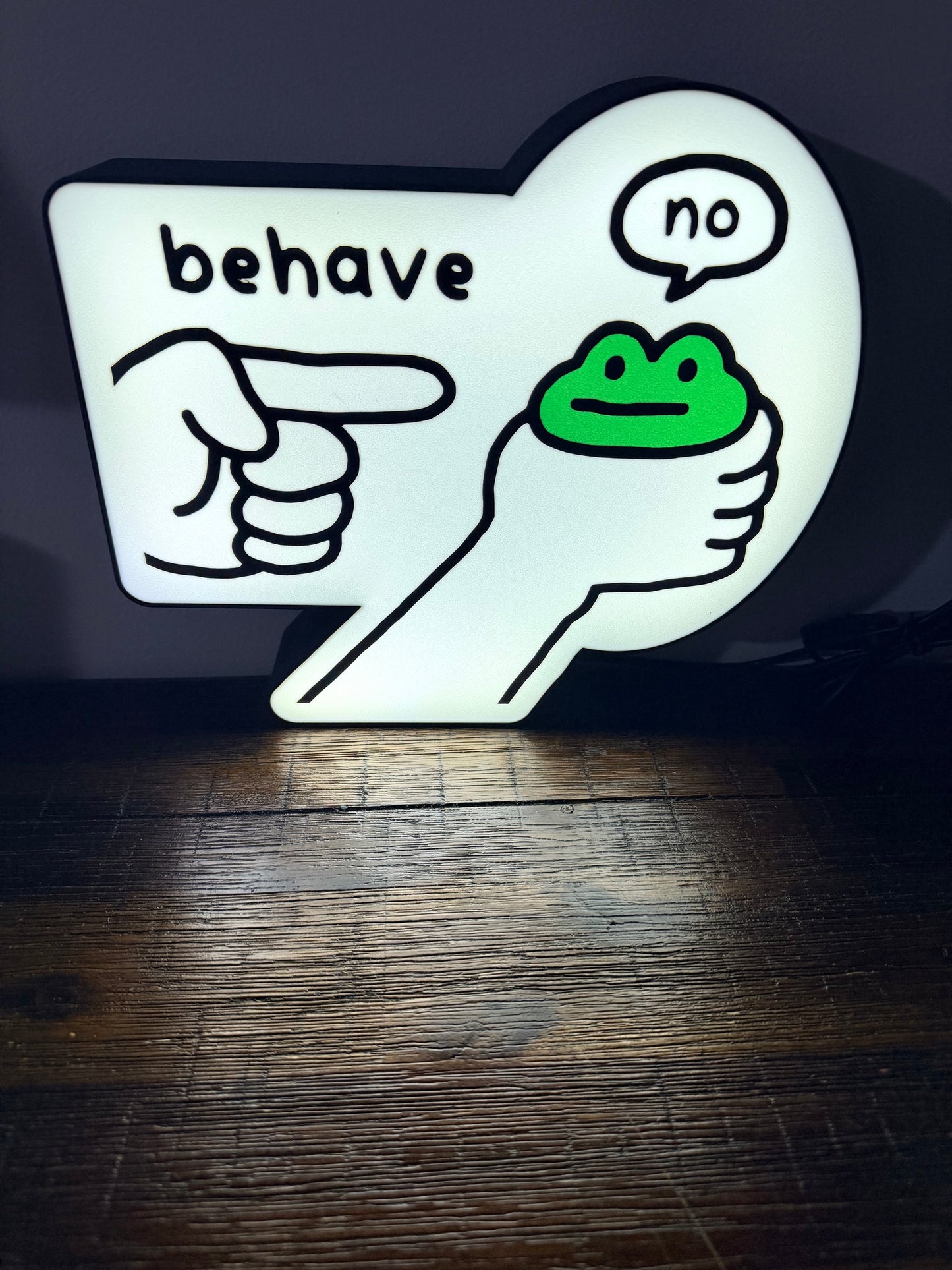 Behave Frog Meme LED Light Up Sign - USB Powered - Funny Internet Meme Light