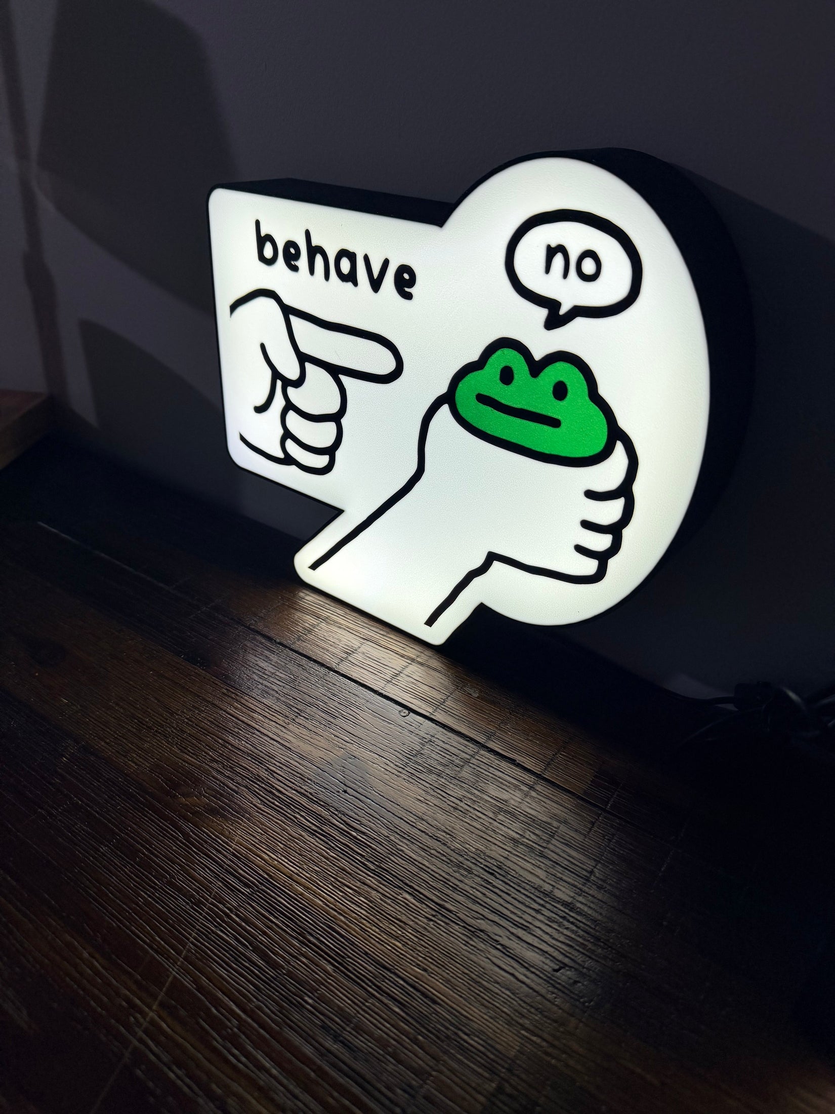 Behave Frog Meme LED Light Up Sign - USB Powered - Funny Internet Meme Light