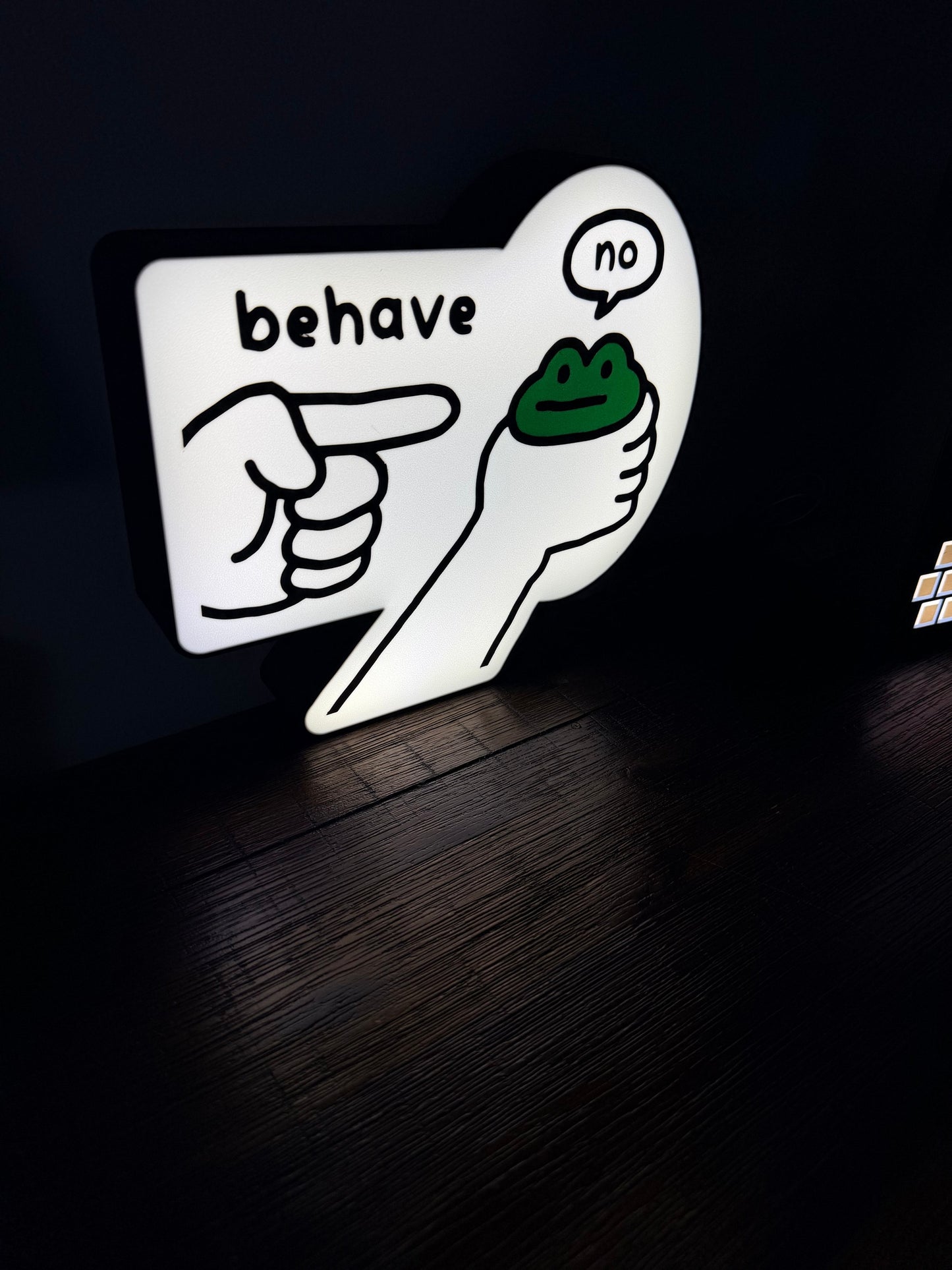 Behave Frog Meme LED Light Up Sign - USB Powered - Funny Internet Meme Light