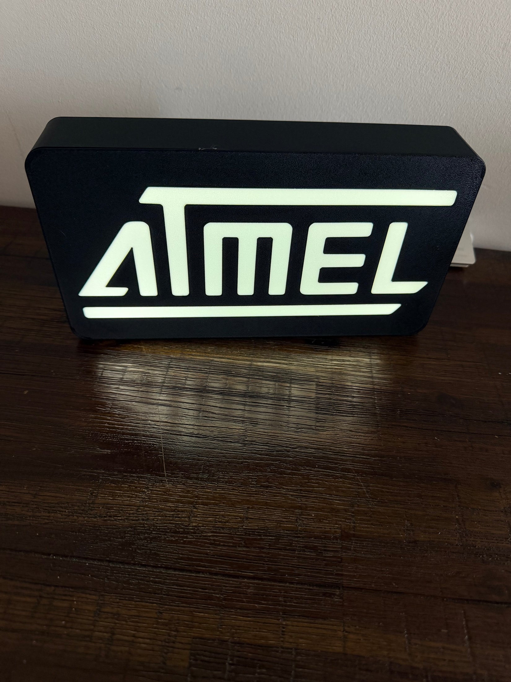 Atmel CPU Logo & Word - LED Light up sign - Vintage Computing / Arduino Wall Art