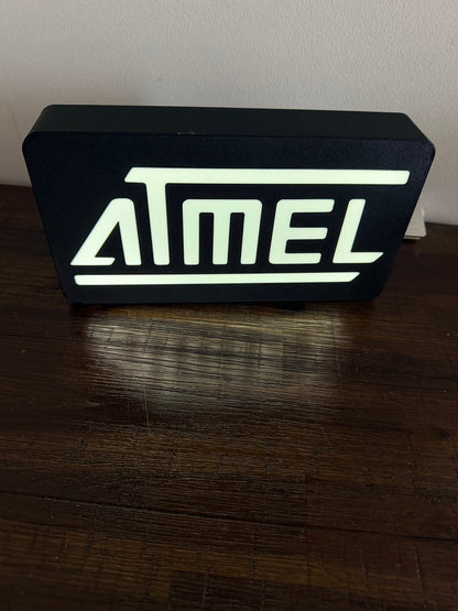Atmel CPU Logo & Word - LED Light up sign - Vintage Computing / Arduino Wall Art