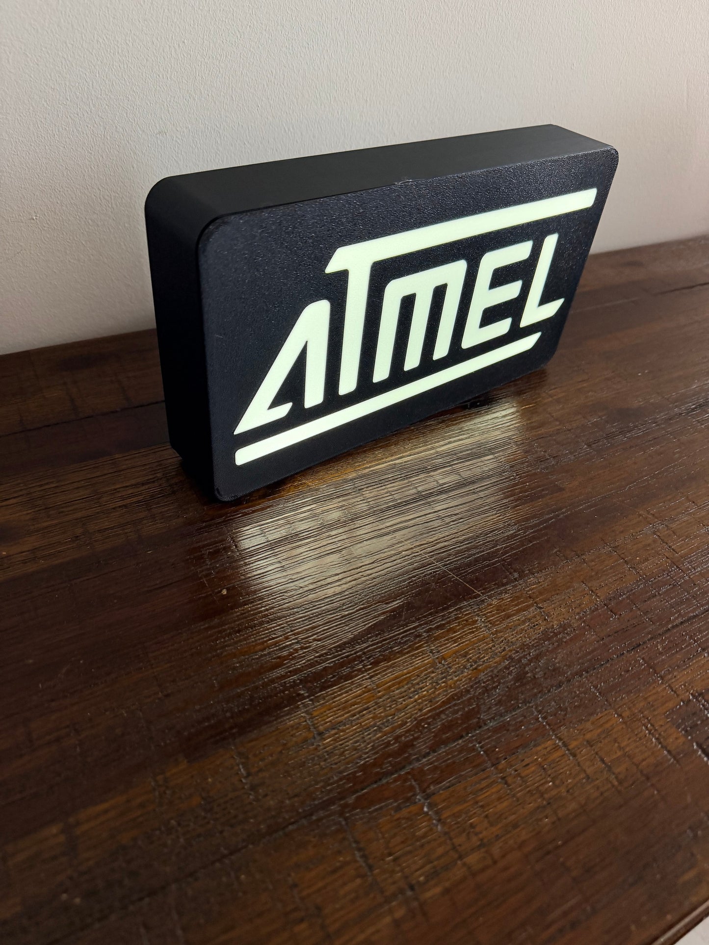Atmel CPU Logo & Word - LED Light up sign - Vintage Computing / Arduino Wall Art