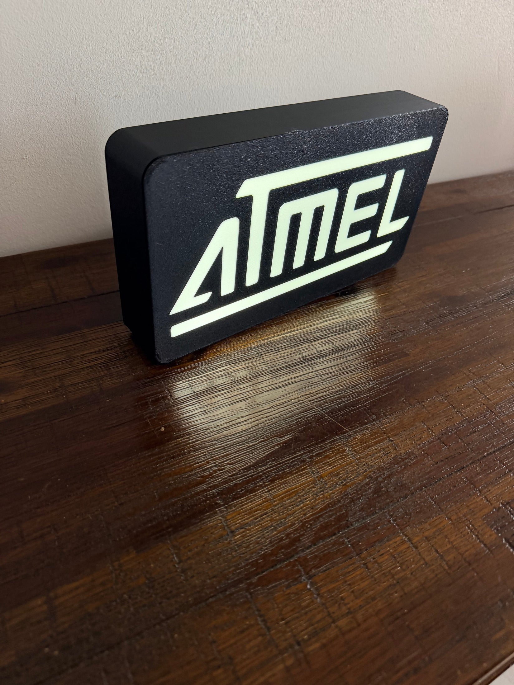 Atmel CPU Logo & Word - LED Light up sign - Vintage Computing / Arduino Wall Art