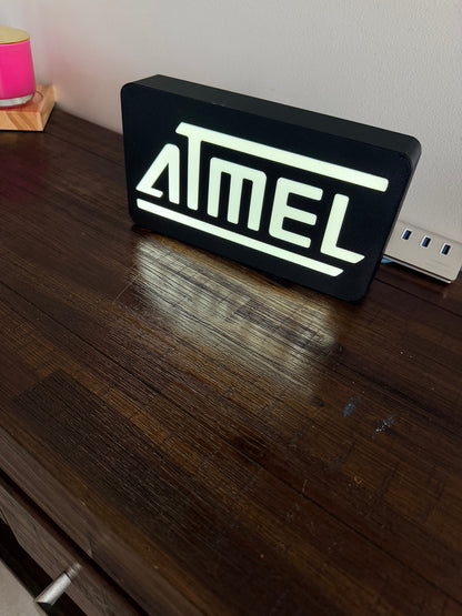Atmel CPU Logo & Word - LED Light up sign - Vintage Computing / Arduino Wall Art