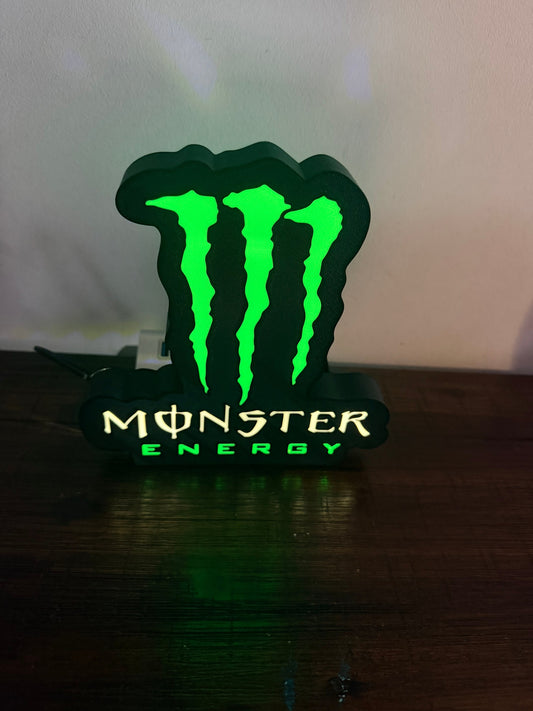 Monster Energy Logo LED Light-Up Sign – Claw Marks Gamer & Man Cave Night Light